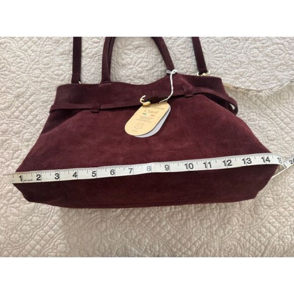 NWT Viola Castellani Ciao! Suede Leather Satchel, Wine, Made in Italy. - Picture 9 of 10